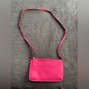 Kate Spade Pink Saffiano Leather Top Zip Slim Crossbody Bag